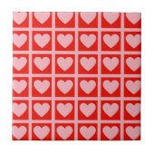 Retro Pink Red Heart Karo Y2K Muster Fliese (Vorderseite)