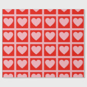 Retro Pink Red Heart Karo Y2K Muster Geschenkpapier (Flach)