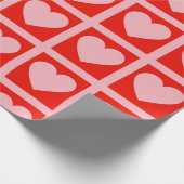 Retro Pink Red Heart Karo Y2K Muster Geschenkpapier (Ecke)