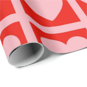 Retro Pink Red Heart Karo Y2K Muster Geschenkpapier (Rolleneckpunkt)