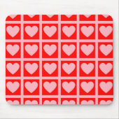 Retro Pink Red Heart Karo Y2K Muster Mousepad (Vorne)