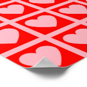Retro Pink Red Heart Karo Y2K Muster Poster (Ecke)