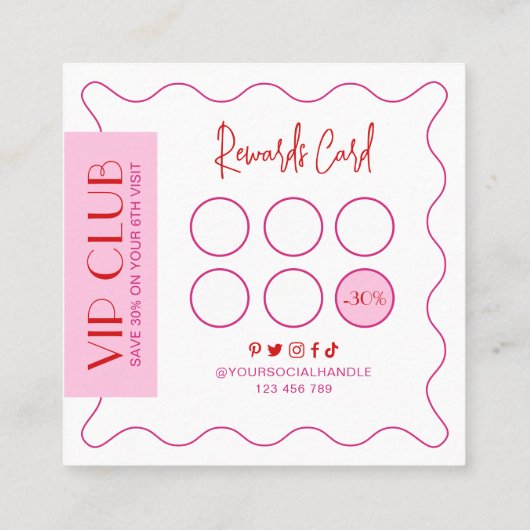 Retro Pink & Red Modern Lash Salon Makeup Artist Treuekarte (Rückseite)
