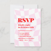 Retro Pink Red Pattern Fett Typografie Hochzeit RSVP Karte (Vorderseite)