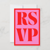 Retro Pink Red Pattern Fett Typografie Hochzeit RSVP Karte (Rückseite)