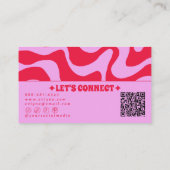 Retro Pink Red QR Code Boho Groovy Funky Trendy  Visitenkarte (Rückseite)
