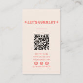 Retro Pink Red QR Code Groovy Floral Girly Boho Visitenkarte (Rückseite)