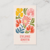 Retro Pink Red QR Code Groovy Floral Girly Boho Visitenkarte (Vorderseite)