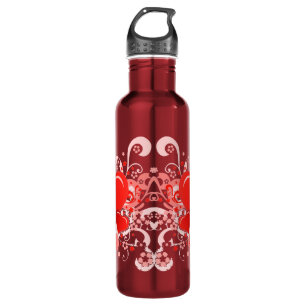 Retro Pink Red Valentine Hearts Trinkflasche