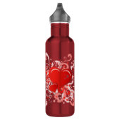 Retro Pink Red Valentine Hearts Trinkflasche (Rechts)