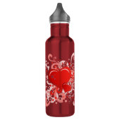 Retro Pink Red Valentine Hearts Trinkflasche (Links)