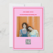 Retro Pink Red Wavy Boho Wedding Qr Code Einladung (Rückseite)