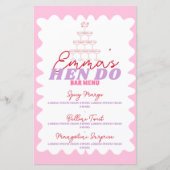 Retro Pink Red Wavy Border Party Drinks Menü (Vorderseite)