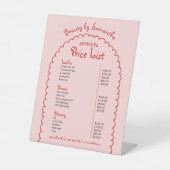 Retro Pink Red Whimsical Arch Girly Pricing Menu Sockelschild (Vorderseite)