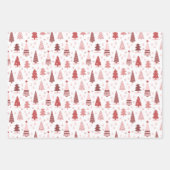 Retro Pink Rentier und Weihnachtsbaumen Geschenkpapier Set (Vorderseite 2)