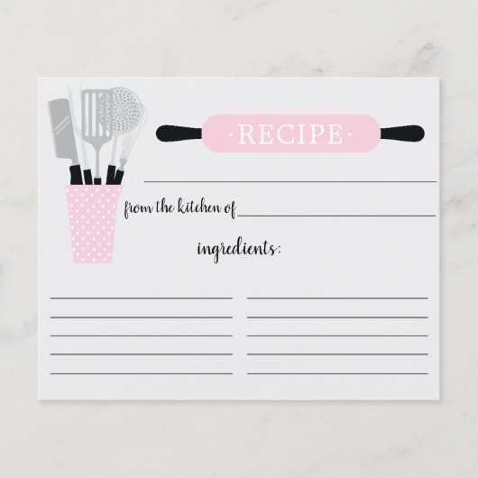 Retro Pink Rolling Button Kitchen Tools Rezeptkart (Vorderseite)