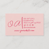 Retro Pink Rot Gezeichnet Boho Einzigartiges Mädch Visitenkarte (Rückseite)