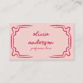 Retro Pink Rot Gezeichnet Boho Einzigartiges Mädch Visitenkarte (Vorderseite)