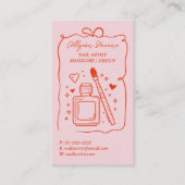 Retro Pink Rote Doodles-Nageldesign QR-Code Visitenkarte (Vorderseite)