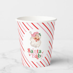 Retro Pink Santa Baby Weihnachts-Baby-Party Pappbecher