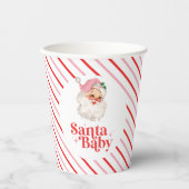 Retro Pink Santa Baby Weihnachtsdusche Pappbecher (Vorderseite)