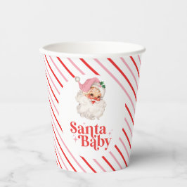 Retro Pink Santa Baby Weihnachtsdusche Pappbecher