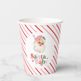Retro Pink Santa Baby Weihnachtsdusche Pappbecher