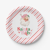 Retro Pink Santa Baby Weihnachtsdusche Pappteller (Vorderseite)