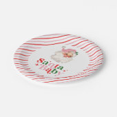 Retro Pink Santa Baby Weihnachtsdusche Pappteller (Schrägansicht)