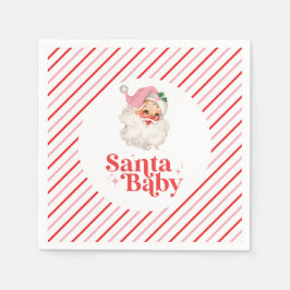 Retro Pink Santa Baby Weihnachtsdusche Serviette