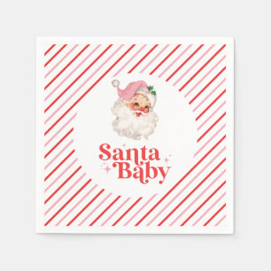 Retro Pink Santa Baby Weihnachtsdusche Serviette