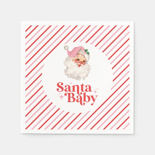 Retro Pink Santa Baby Weihnachtsdusche Serviette (Vorderseite)