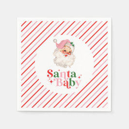 Retro Pink Santa Baby Weihnachtsdusche Serviette