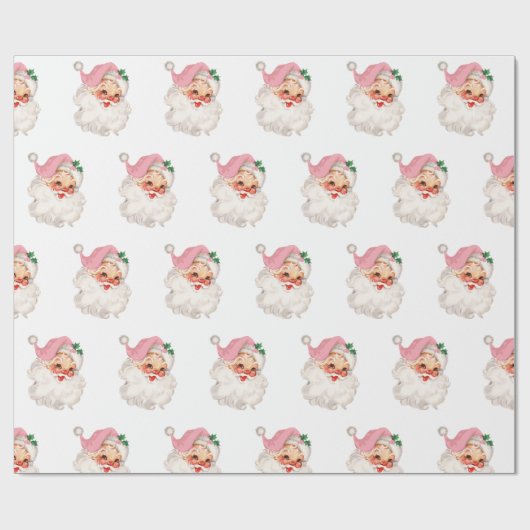 Retro Pink Santa Geschenkpapier (Flach)