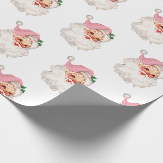 Retro Pink Santa Geschenkpapier (Ecke)