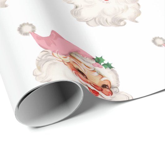 Retro Pink Santa Geschenkpapier (Rolleneckpunkt)