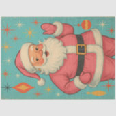 Retro Pink Santa | Mid-Century Christmas Atomic Seidenpapier (Vorderseite)