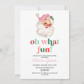 Retro Pink Santa oh was Spaß Baby Dusche Einladung (Vorderseite)