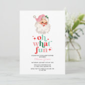 Retro Pink Santa oh was Spaß Baby Dusche Einladung (Stehend Vorderseite)