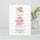 Retro Pink Santa oh was Spaß Baby Dusche Einladung (Stehend Vorderseite)