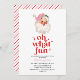 Retro Pink Santa oh was Spaß Baby Dusche Einladung