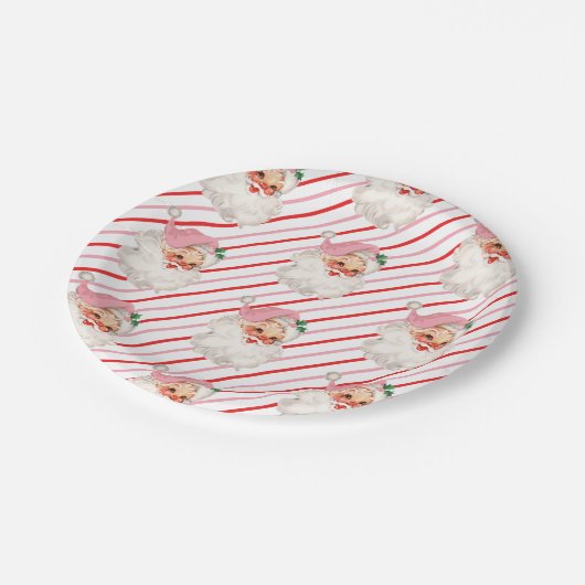 Retro Pink Santa Oh, was Spaß Pappteller (Schrägansicht)