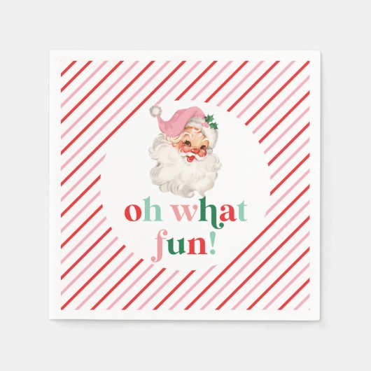 Retro Pink Santa Oh, was Spaß Serviette (Vorderseite)