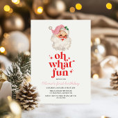 Retro Pink Santa oh was zum Geburtstag Einladung