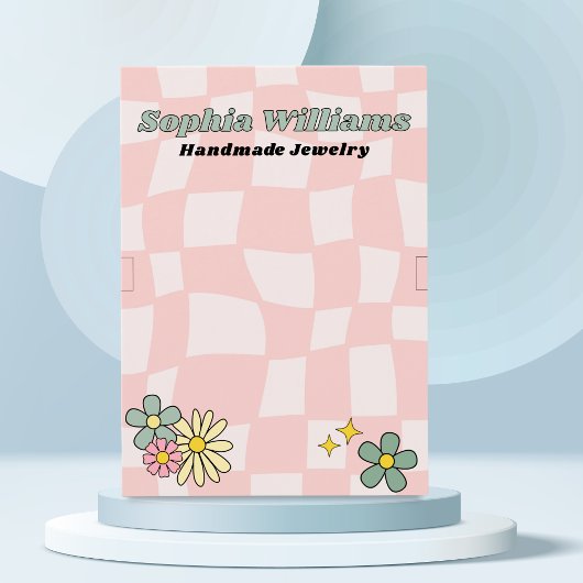 Retro Pink Schachbrett Bracelet Juwelier Display C Telefonnummerkarte