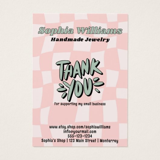 Retro Pink Schachbrett Earring Juwelier Display Ca (Rückseite)