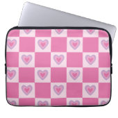 Retro Pink Schachbrett Prüfbares Herzmuster Laptopschutzhülle (Vorderseite)
