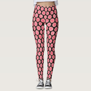 Retro Pink Schwarz Surreal Sonnenblumenmuster Must Leggings