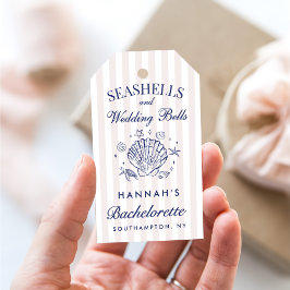 Retro Pink Seashells & Wedding Bachelorette Geschenkanhänger