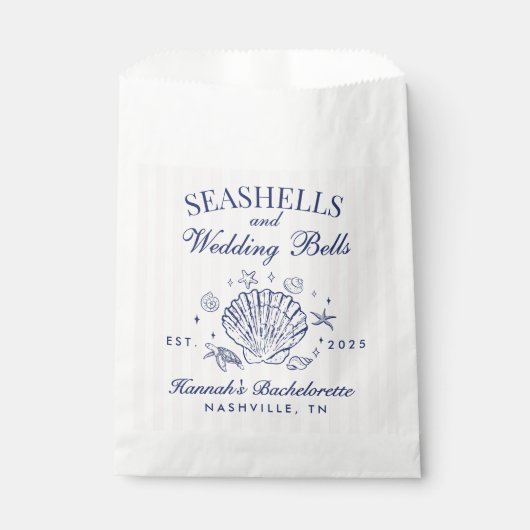 Retro Pink Seashells & Wedding Bachelorette Geschenktütchen (Vorderseite)
